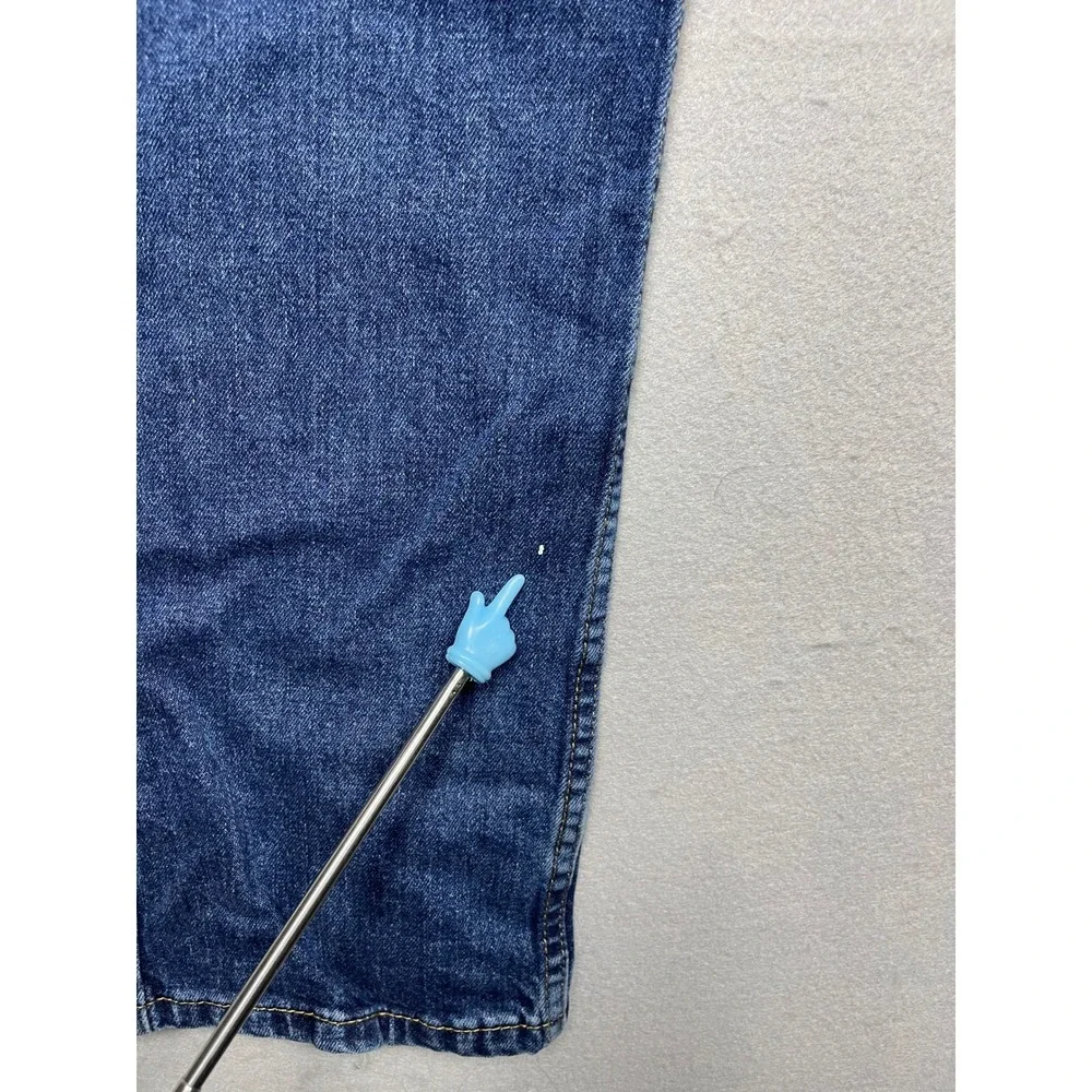 Levis 513 Slim Straight Jeans Mens 34x32 Blue Denim Distressed Paint Splatter